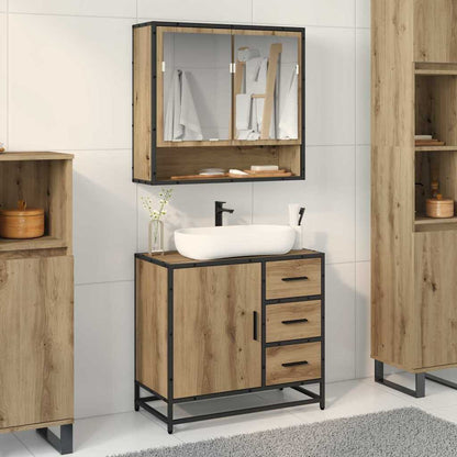 Badezimmermöbel Set mit Tür 2 pcs Artisan-Eiche 65 x 33 x 60 cm