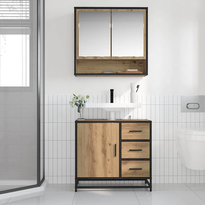 Badezimmermöbel Set mit Tür 2 pcs Artisan-Eiche 65 x 33 x 60 cm