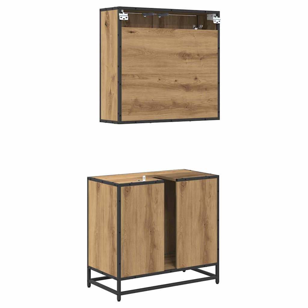Badezimmermöbel Set mit Tür 2 pcs Artisan-Eiche 65 x 33 x 60 cm