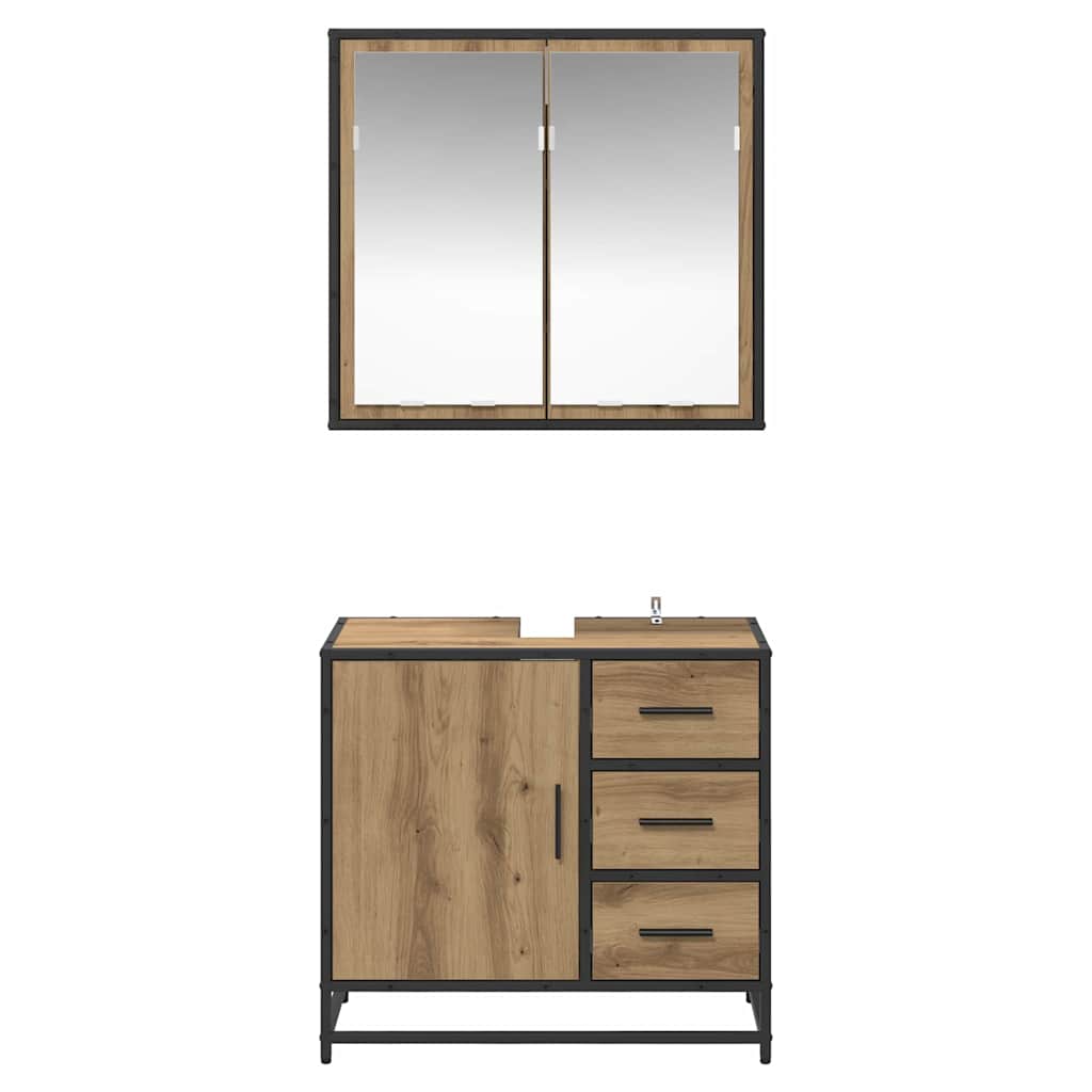 Badezimmermöbel Set mit Tür 2 pcs Artisan-Eiche 65 x 33 x 60 cm