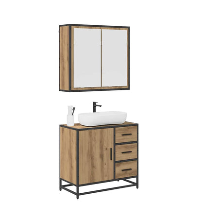 Badezimmermöbel Set mit Tür 2 pcs Artisan-Eiche 65 x 33 x 60 cm