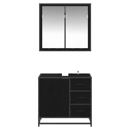 Badezimmermöbel Set 2 pcs Schwarz Eichen-Optik 65 x 33 x 60 cm