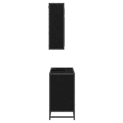 Badezimmermöbel Set 2 pcs Schwarz Eichen-Optik 65 x 33 x 60 cm