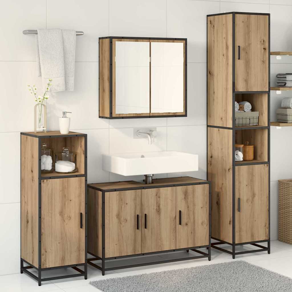 Badezimmermöbel Set mit Tür 4 pcs Artisan-Eiche 90 x 33 x 60 cm