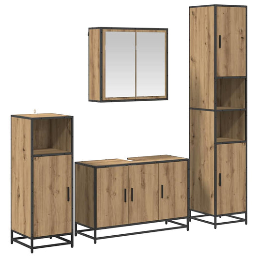 Badezimmermöbel Set mit Tür 4 pcs Artisan-Eiche 90 x 33 x 60 cm