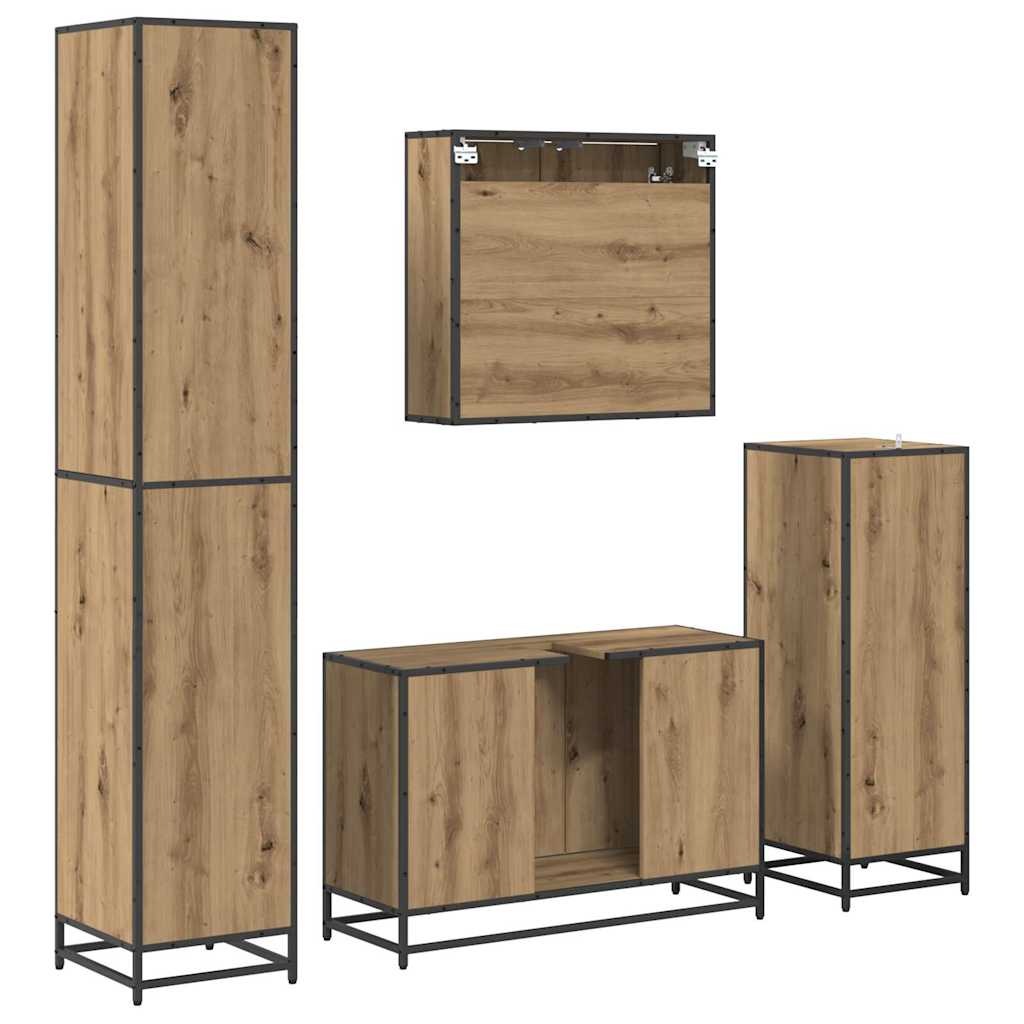 Badezimmermöbel Set mit Tür 4 pcs Artisan-Eiche 90 x 33 x 60 cm