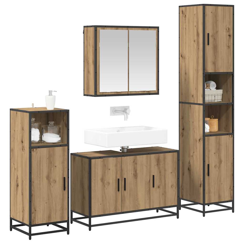 Badezimmermöbel Set mit Tür 4 pcs Artisan-Eiche 90 x 33 x 60 cm
