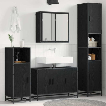 Badezimmermöbel Set 4 pcs Schwarz Eichen-Optik 90 x 33 x 60 cm