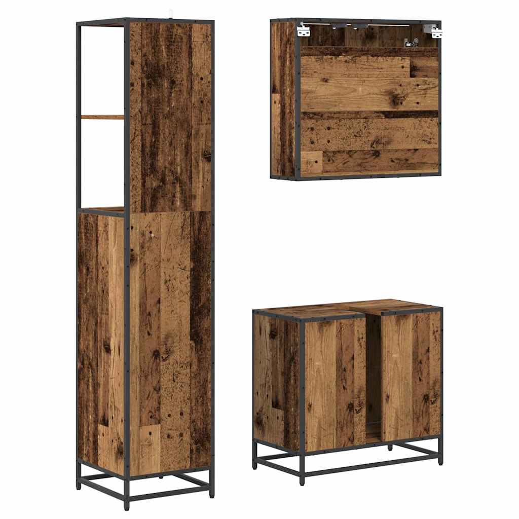 Badezimmermöbel Set 3 pcs Altholz 65 x 33 x 60 cm Holzwerkstoff