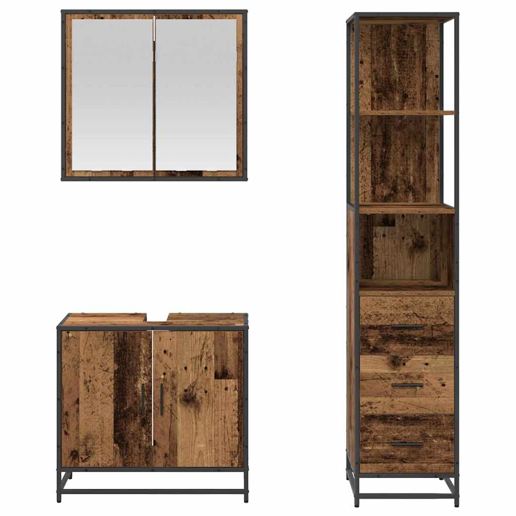 Badezimmermöbel Set 3 pcs Altholz 65 x 33 x 60 cm Holzwerkstoff