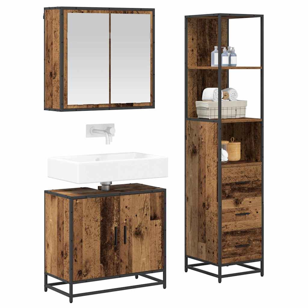 Badezimmermöbel Set 3 pcs Altholz 65 x 33 x 60 cm Holzwerkstoff