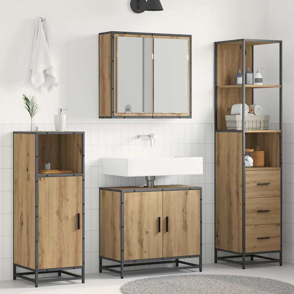 Badezimmermöbel Set mit Tür 3 pcs Artisan-Eiche 65 x 33 x 60 cm