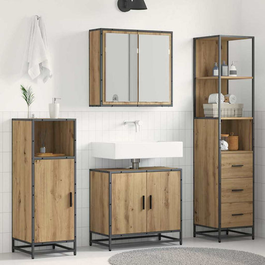 Badezimmermöbel Set mit Tür 3 pcs Artisan-Eiche 65 x 33 x 60 cm