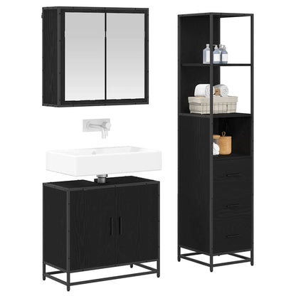 Badezimmermöbel Set 3 pcs Schwarz Eichen-Optik 65 x 33 x 60 cm