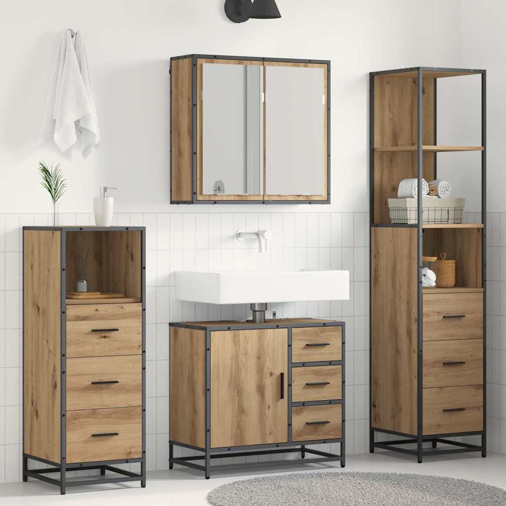 Badezimmermöbel Set mit Tür 4 pcs Artisan-Eiche 65 x 33 x 60 cm