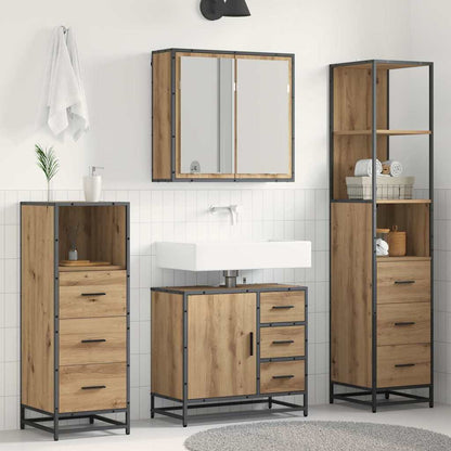 Badezimmermöbel Set mit Tür 4 pcs Artisan-Eiche 65 x 33 x 60 cm
