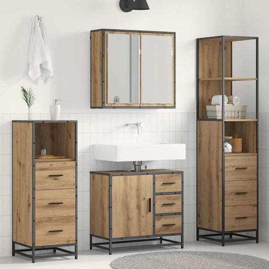 Badezimmermöbel Set mit Tür 4 pcs Artisan-Eiche 65 x 33 x 60 cm