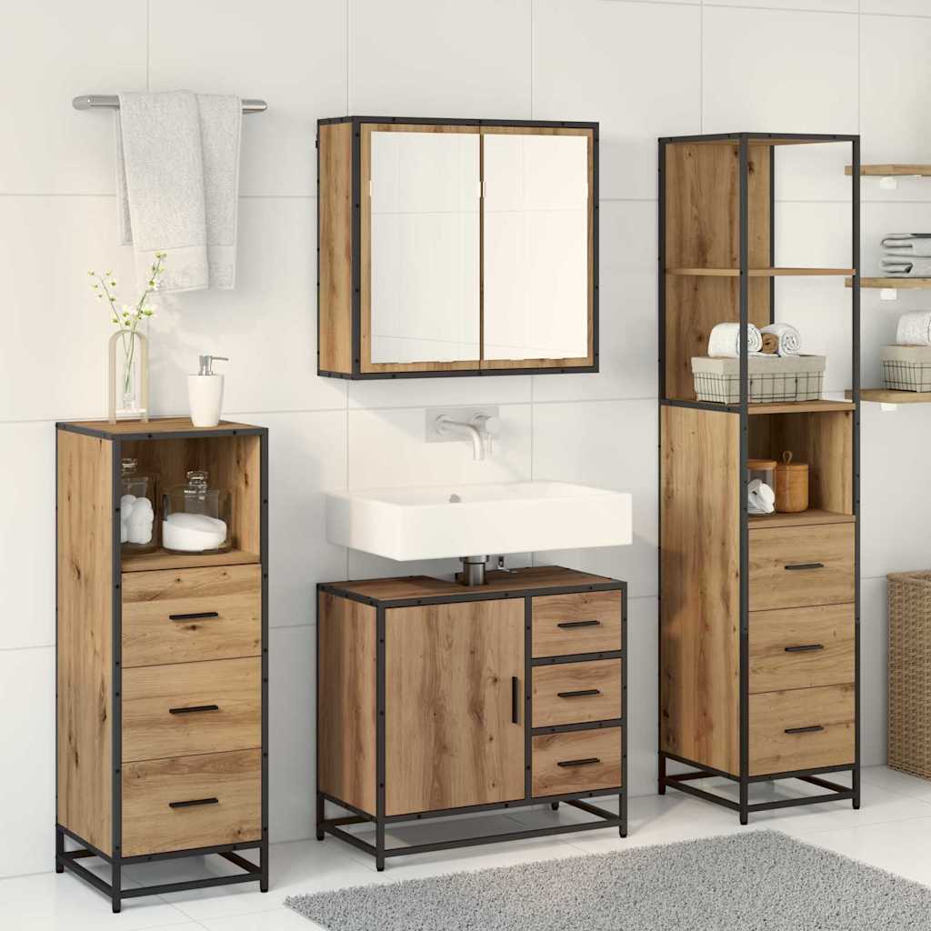 Badezimmermöbel Set mit Tür 4 pcs Artisan-Eiche 65 x 33 x 60 cm
