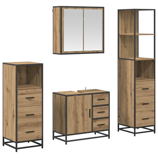 Badezimmermöbel Set mit Tür 4 pcs Artisan-Eiche 65 x 33 x 60 cm