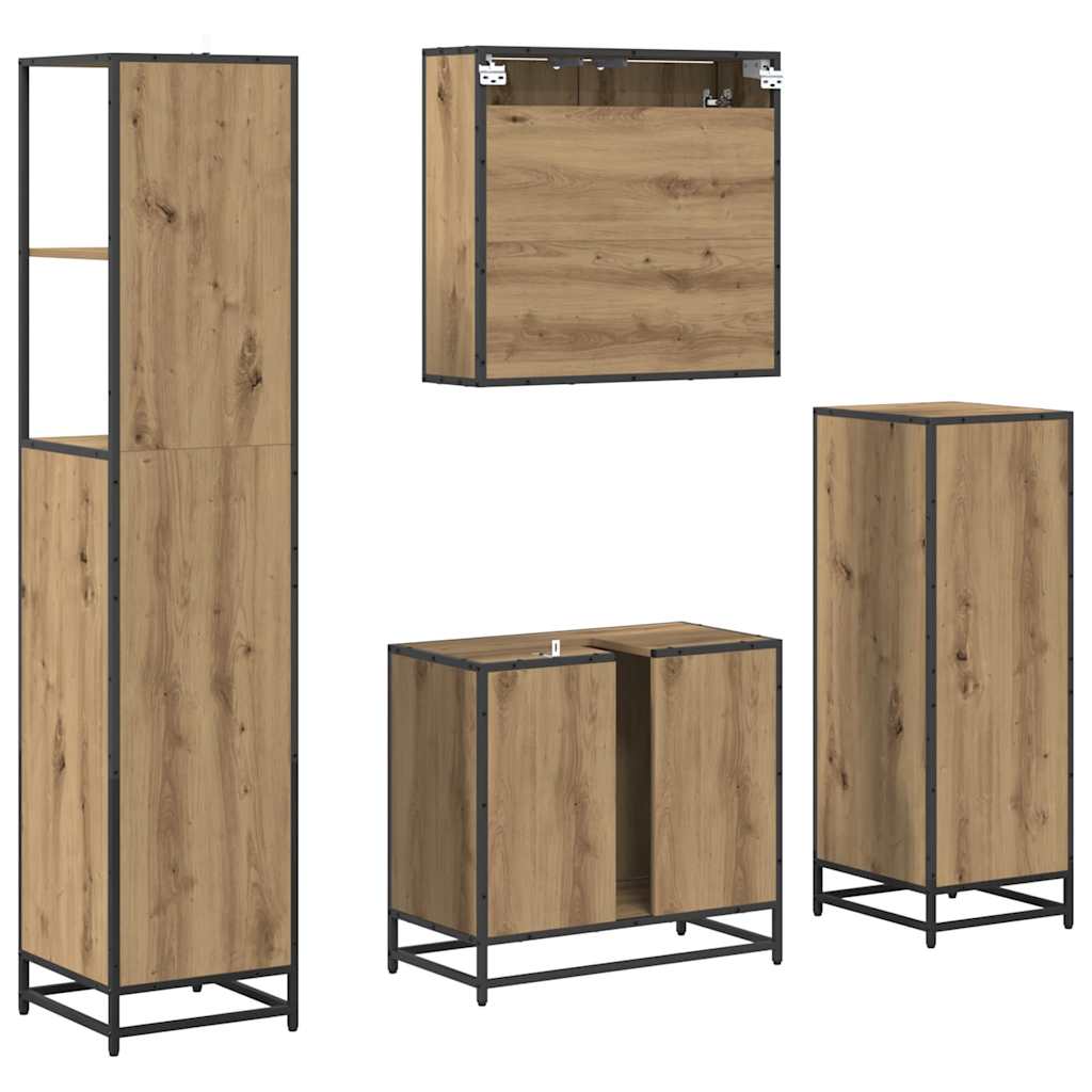 Badezimmermöbel Set mit Tür 4 pcs Artisan-Eiche 65 x 33 x 60 cm