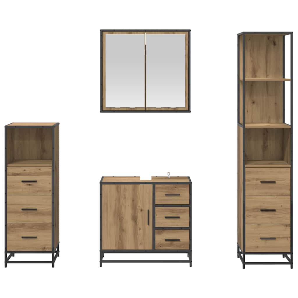 Badezimmermöbel Set mit Tür 4 pcs Artisan-Eiche 65 x 33 x 60 cm