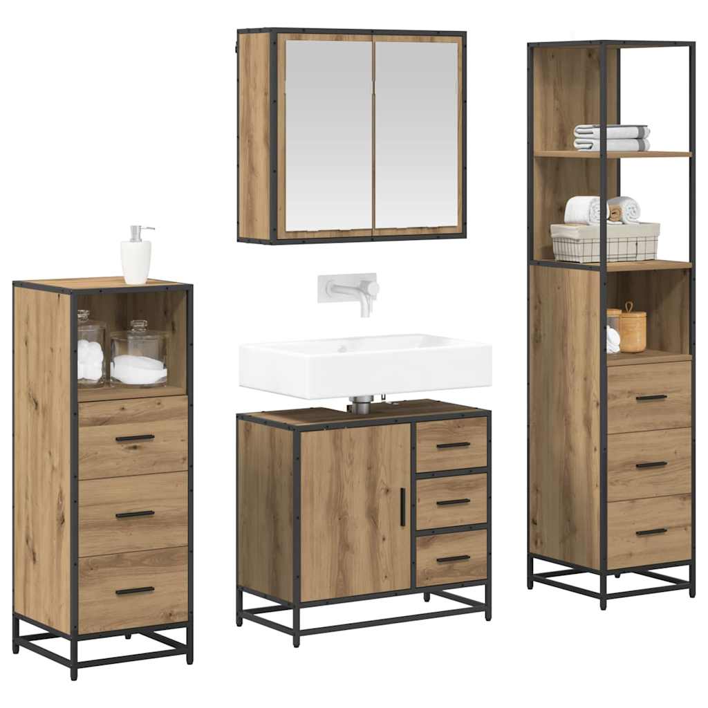 Badezimmermöbel Set mit Tür 4 pcs Artisan-Eiche 65 x 33 x 60 cm