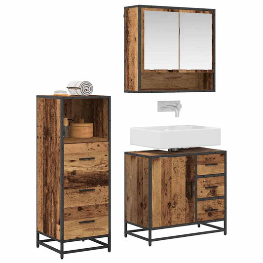 Badezimmermöbel Set 3 pcs Altholz 65 x 33 x 60 cm Holzwerkstoff