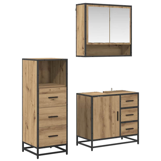 Badezimmermöbel Set mit Tür 3 pcs Artisan-Eiche 65 x 33 x 60 cm