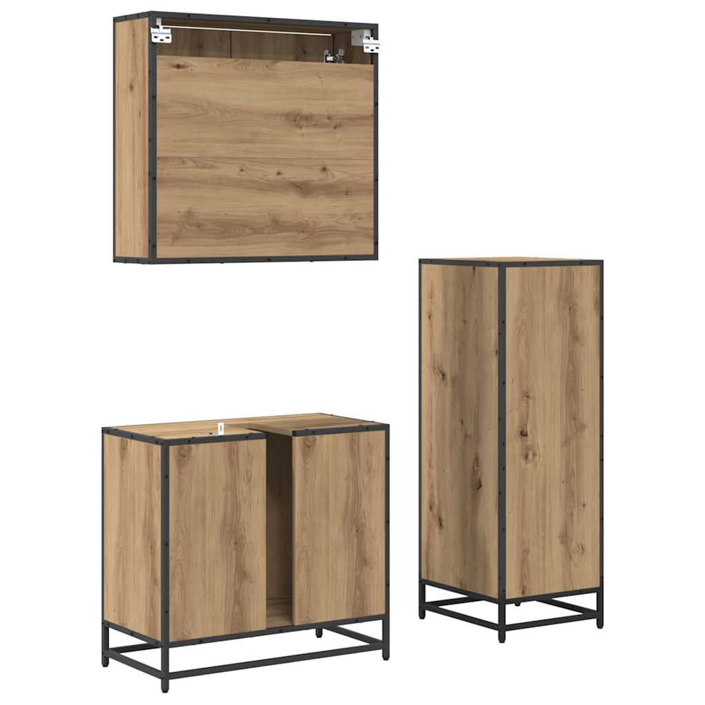 Badezimmermöbel Set mit Tür 3 pcs Artisan-Eiche 65 x 33 x 60 cm