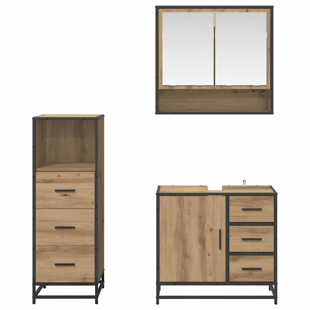 Badezimmermöbel Set mit Tür 3 pcs Artisan-Eiche 65 x 33 x 60 cm