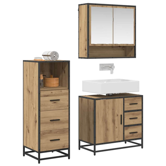 Badezimmermöbel Set mit Tür 3 pcs Artisan-Eiche 65 x 33 x 60 cm