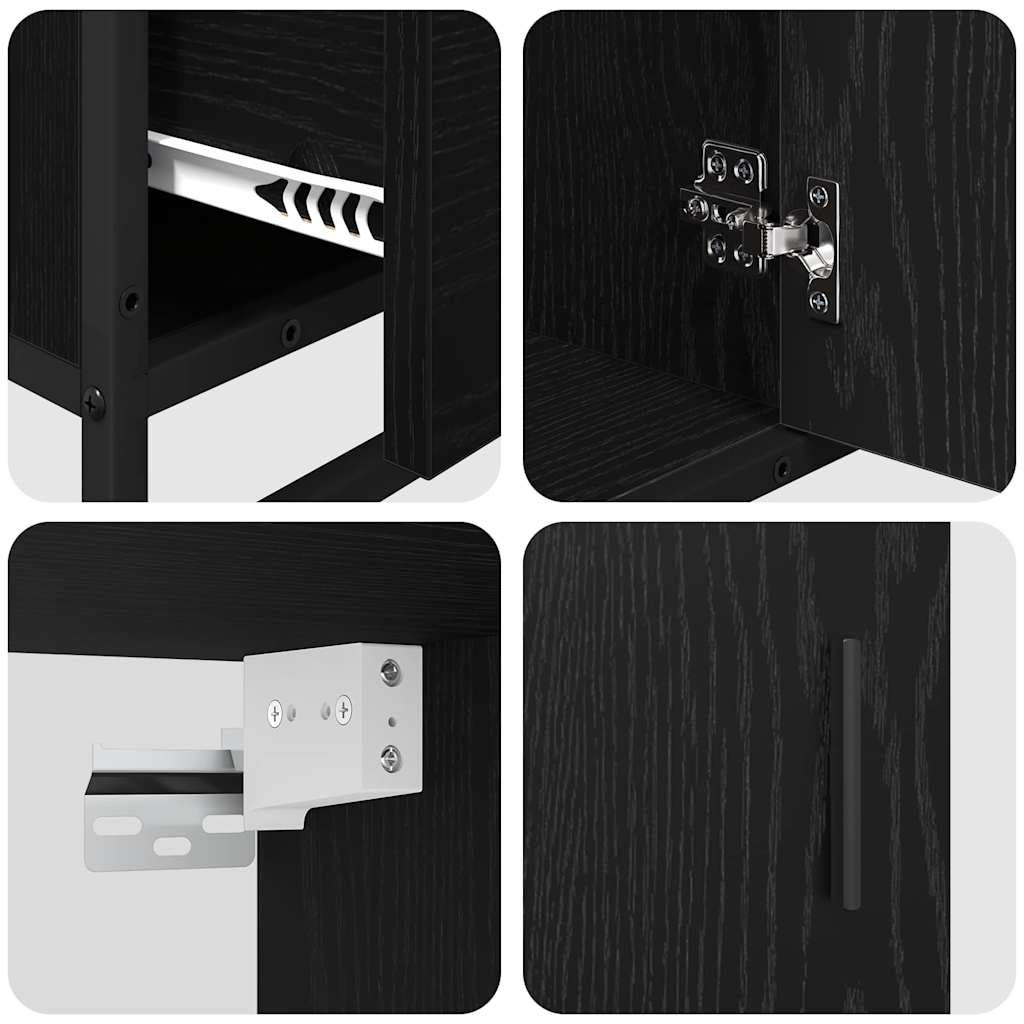 Badezimmermöbel Set 3 pcs Schwarz Eichen-Optik 65 x 33 x 60 cm
