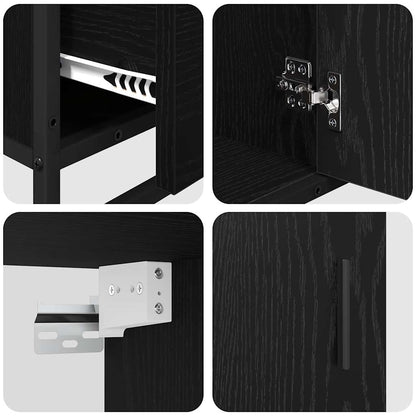 Badezimmermöbel Set 3 pcs Schwarz Eichen-Optik 65 x 33 x 60 cm