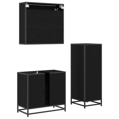 Badezimmermöbel Set 3 pcs Schwarz Eichen-Optik 65 x 33 x 60 cm