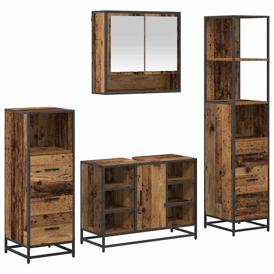 Badezimmermöbel Set 4 pcs Altholz 80 x 33 x 60 cm Holzwerkstoff