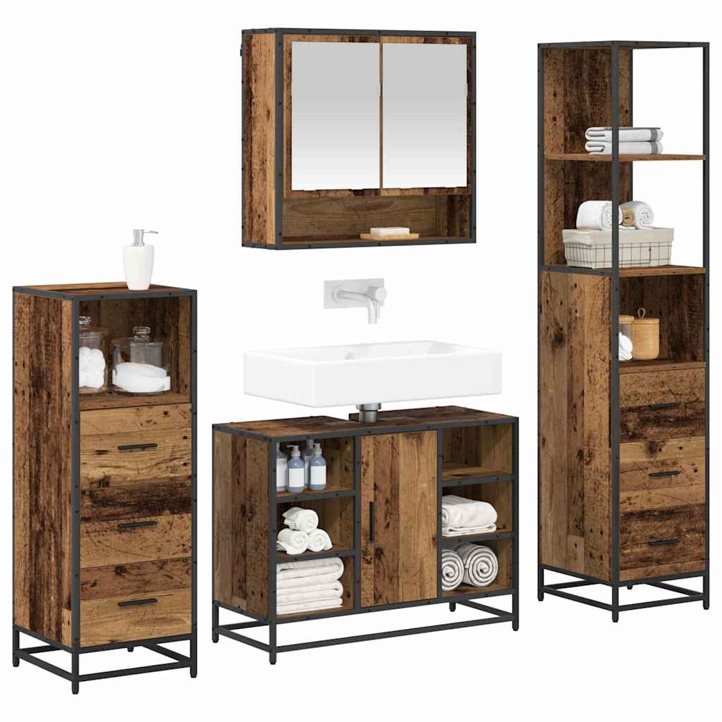 Badezimmermöbel Set 4 pcs Altholz 80 x 33 x 60 cm Holzwerkstoff