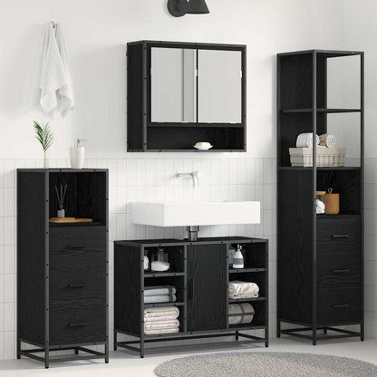Badezimmermöbel Set 4 pcs Schwarz Eichen-Optik 80 x 33 x 60 cm