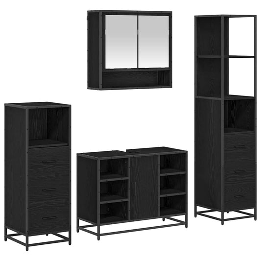 Badezimmermöbel Set 4 pcs Schwarz Eichen-Optik 80 x 33 x 60 cm