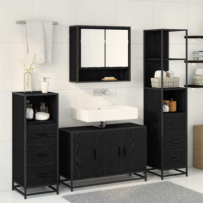 Badezimmermöbel Set 4 pcs Schwarz Eichen-Optik 90 x 33 x 60 cm