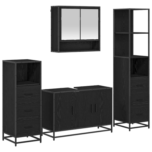 Badezimmermöbel Set 4 pcs Schwarz Eichen-Optik 90 x 33 x 60 cm