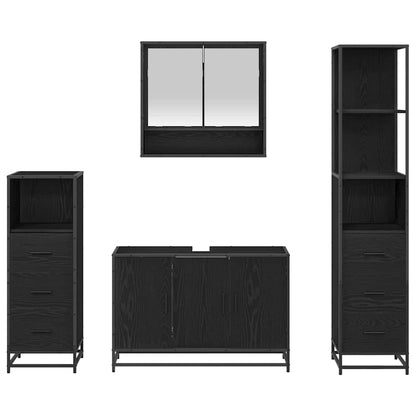 Badezimmermöbel Set 4 pcs Schwarz Eichen-Optik 90 x 33 x 60 cm