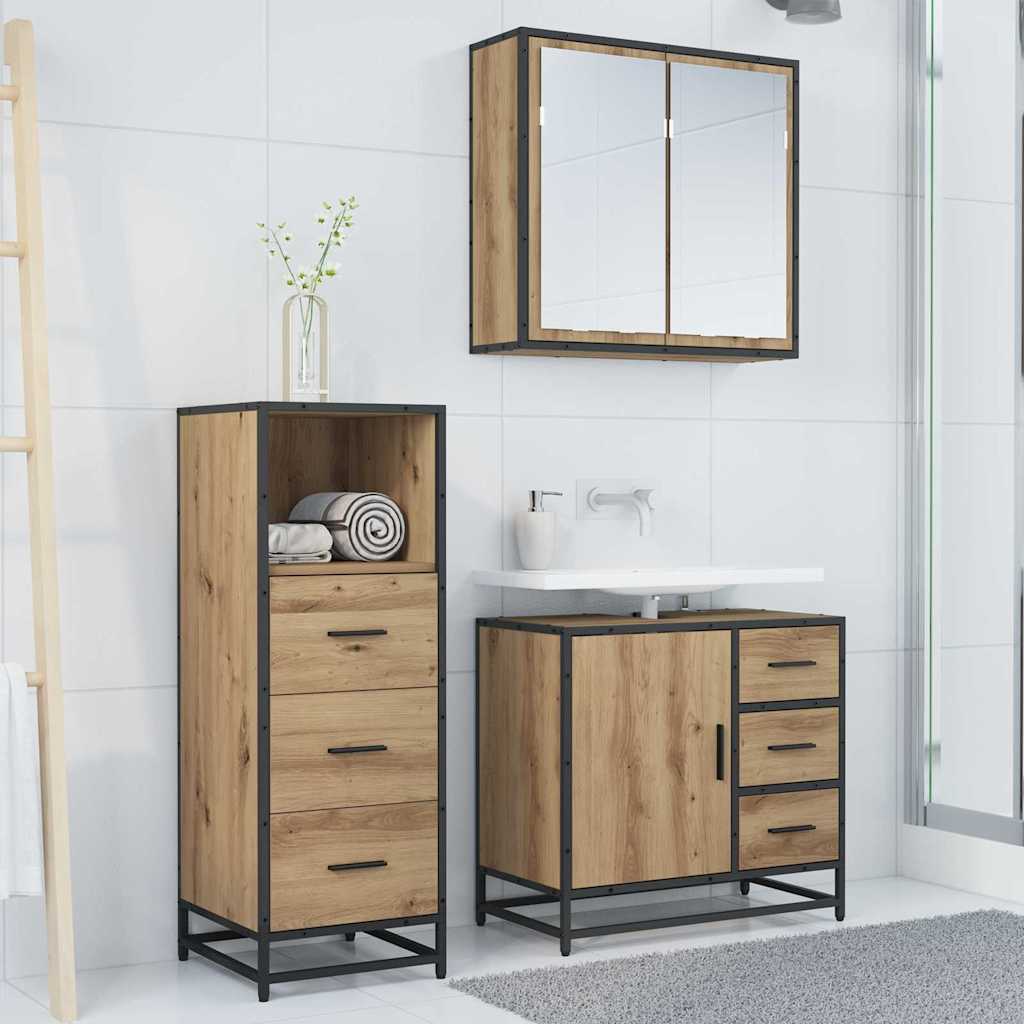 Badezimmermöbel Set 3 pcs Artisan-Eiche 35 x 37,5 x 100 cm