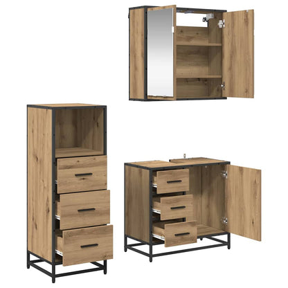 Badezimmermöbel Set 3 pcs Artisan-Eiche 35 x 37,5 x 100 cm
