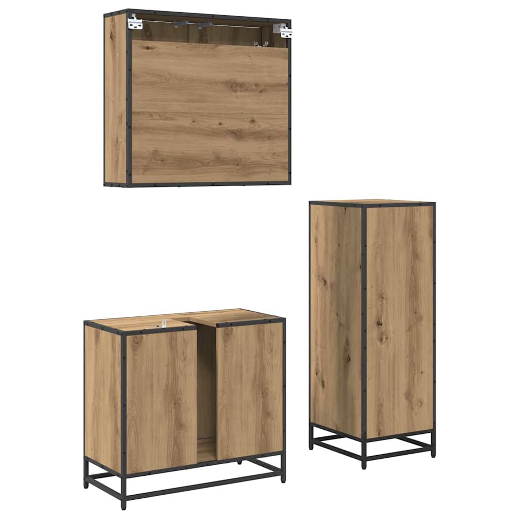 Badezimmermöbel Set 3 pcs Artisan-Eiche 35 x 37,5 x 100 cm