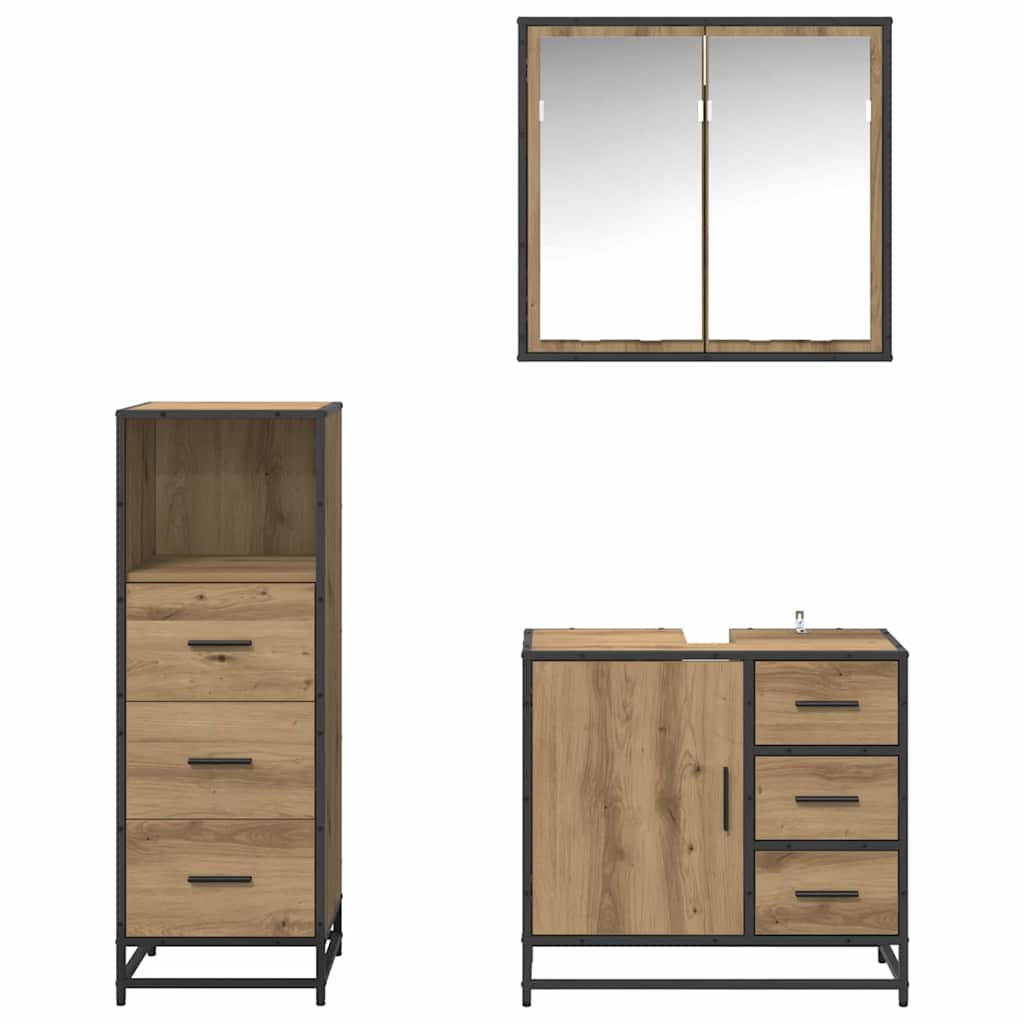Badezimmermöbel Set 3 pcs Artisan-Eiche 35 x 37,5 x 100 cm