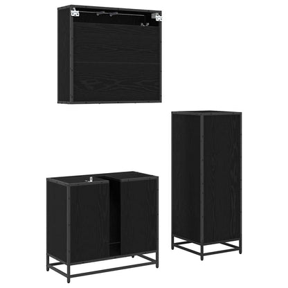 Badezimmermöbel Set mit Schubladen 3 pcs Schwarz Eichen-Optik