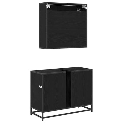 Badezimmermöbel Set 2 pcs Schwarz Eichen-Optik 80 x 33 x 60 cm