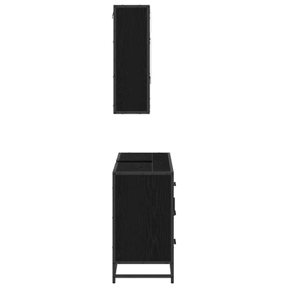 Badezimmermöbel Set 2 pcs Schwarz Eichen-Optik 80 x 33 x 60 cm