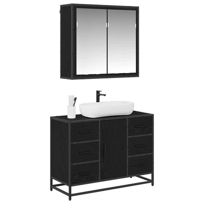 Badezimmermöbel Set 2 pcs Schwarz Eichen-Optik 80 x 33 x 60 cm