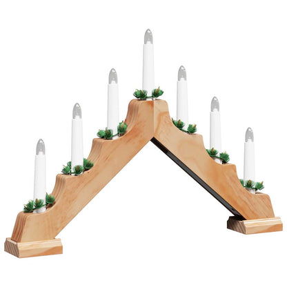Weihnachtskerzenbrücke mit 7 LEDs Braun 39,5 x 5 x 29 cm